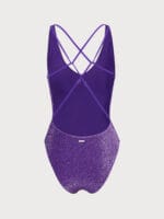 Purple Lurex Cross Back One-Piece Swimsuit - Image 8