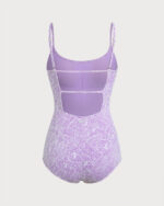Purple Print Cut-Out Surf One Piece