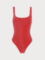 Red Lurex No Padding One-Piece Swimsuit - Image 3