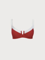 Red Contrast V Notch Plus Size Bikini Top - Image 7