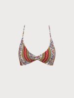 Burgundy Reversible Twist Front Floral Bikini Top - Image 7
