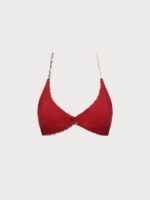 Burgundy Reversible Twist Front Floral Bikini Top - Image 8