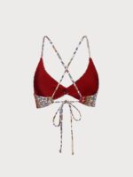 Burgundy Reversible Twist Front Floral Bikini Top - Image 9