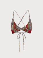 Burgundy Reversible Twist Front Floral Bikini Top - Image 10