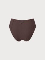 Coffee Ribbed Seam Full Coverage Bikini Bottom - Image 8