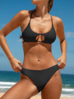 ECONYL® Black Solid Low Waisted Bikini Bottom - Image 2