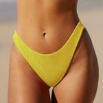 Yellow Solid Low Waisted Bikini Bottom