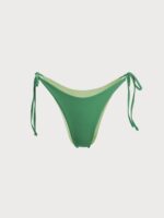 Ribbed Tie Reversible Bikini Bottom-Green - Image 7