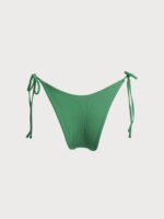 Ribbed Tie Reversible Bikini Bottom-Green - Image 8