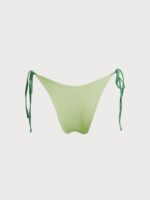 Ribbed Tie Reversible Bikini Bottom-Green - Image 10