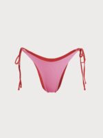 Ribbed Tie Reversible Bikini Bottom-Red - Image 9