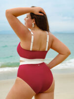 Red Contrast Cutout Plus Size Bikini Top - Image 2