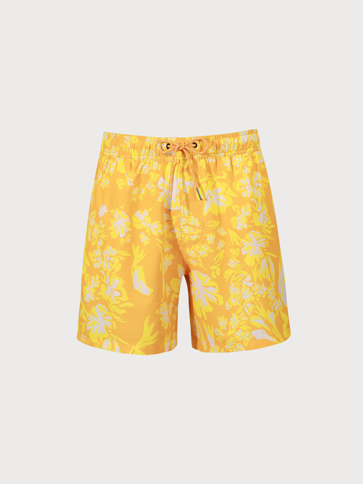 t-h-e-orange-flower-print-beach-swimming-trunks-print-sustainable-men_s_shorts-2tkme7 The Yellow Print Men's 5" Beach Swimming Trunks - Image 1