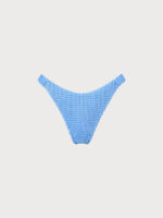 Blue Textured Striped Bikini Bottom - Image 5