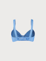 Blue Textured Striped Knot Bikini Top - Image 6