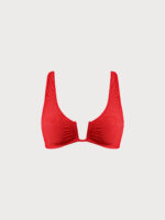 Red U-Ring Cross Back Plus Size Bikini Top - Image 6