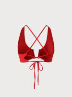 Red U-Ring Cross Back Plus Size Bikini Top - Image 7