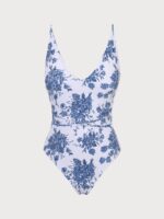 V Neck Backless One-Piece Swimsuit - Image 6