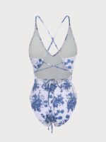 V Neck Backless One-Piece Swimsuit - Image 7