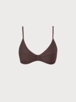 Coffee V-Neck Ribbed Bikini Top - Image 6