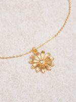 Gold Copper Sunflower Necklace - Image 4