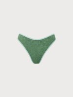 Dark Green Contrast Jacquard Bikini Bottom - Image 7