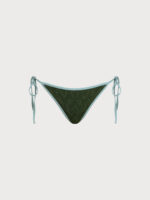 Dark Green Textured Tie Bikini Bottom - Image 6