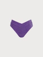 Purple Lurex V Cut Full Coverage Bikini Bottom - Image 6