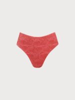 Red Jacquard Full Coverage Bikini Bottom - Image 5