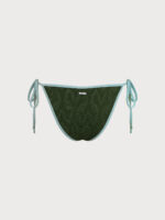 Dark Green Textured Tie Bikini Bottom - Image 7