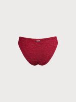 Wine Red Textured O-Ring Bikini Bottom - Image 6
