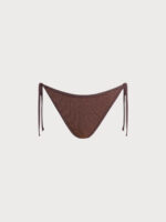 Dark Coffee Lurex Tie Bikini Bottom - Image 6