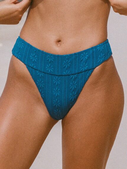 Blue Jacquard High Cut Bikini bottom