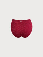 Wine Red Textured Full Coverage Bikini Bottom - Image 6