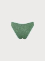 Dark Green Contrast Jacquard Bikini Bottom - Image 8