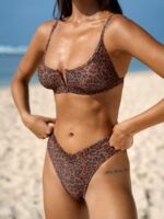 Leopard Print V Cut Lurex Bikini Bottom - Image 5