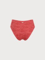 Red Jacquard Full Coverage Bikini Bottom - Image 6