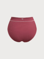 Brick Red Contrast Stitch Plus Size Bikini Bottom - Image 7
