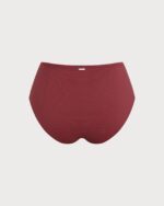 Wine Red Ruched Plus Size Bikini Bottom - Image 6