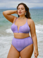 Purple Jacquard Plus Size Bikini Bottom - Image 3