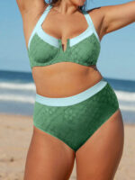 Dark Green Contrast Trim Plus Size Bikini Bottom - Image 3