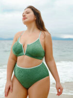 Dark Green Contrast Plus Size Bikini Bottom - Image 5