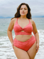 Red Jacquard V Cut Plus Size Bikini Bottom - Image 5