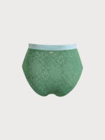 Dark Green Contrast Trim Plus Size Bikini Bottom - Image 5