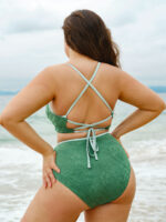 Dark Green Contrast Plus Size Bikini Bottom - Image 2