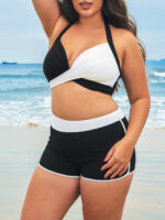 Black Contrast Full Coverage Plus Size Bikini Bottom - Image 5
