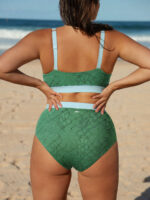 Dark Green Contrast Trim Plus Size Bikini Bottom - Image 2