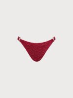 Wine Red Textured O-Ring Bikini Bottom - Image 5