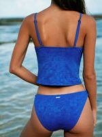 Blue Floral Textured Bikini Bottom - Image 2