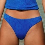 Blue Floral Textured Bikini Bottom